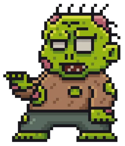 Vektorové Ilustrace Kreslený Zombie Pixel Design — Stockový vektor