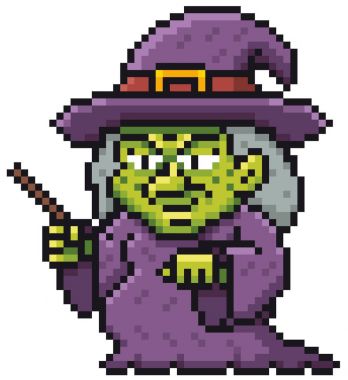 Vektör çizim karikatür cadı - piksel tasarım