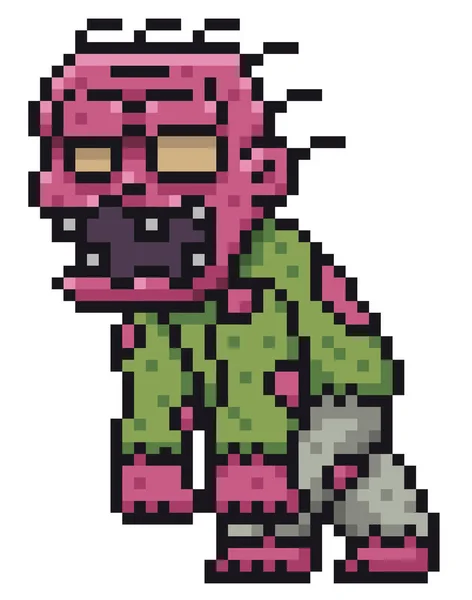 Ilustração Vetorial Cartoon Zombie Pixel Design — Vetor de Stock