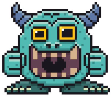 Vektör çizim karikatür canavar - piksel tasarım