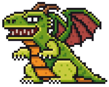 Vektör çizim karikatür Dragon - piksel tasarım