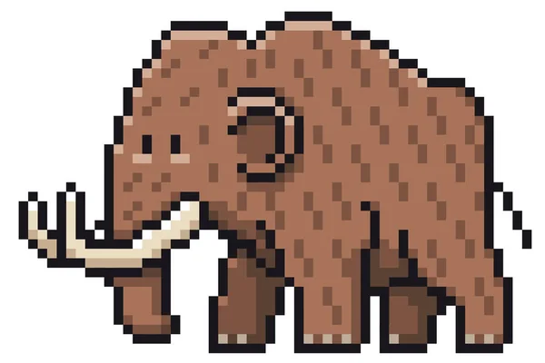 Vector Illustration Cartoon Mammoth Pixel Design — Stock Vector