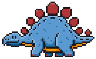 Çizgi film dinozor - piksel tasarım vektör çizim