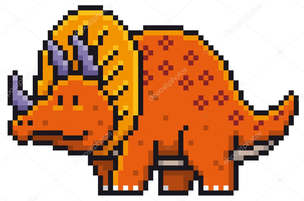 Vector illustration of Cartoon Dinosaur - Pixel design