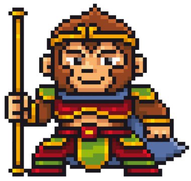 Vektör çizim karikatür Maymun Kral - piksel tasarım