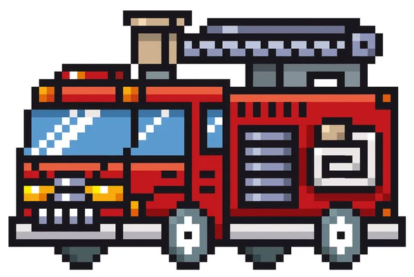 Vectorillustratie Van Cartoon Brandweerwagen Pixel Ontwerp — Stockvector