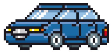 Çizgi film araba - piksel tasarım vektör çizim