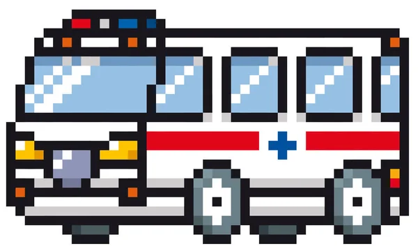 漫画救急車 ピクセル デザインのベクトル イラスト — ストックベクタ