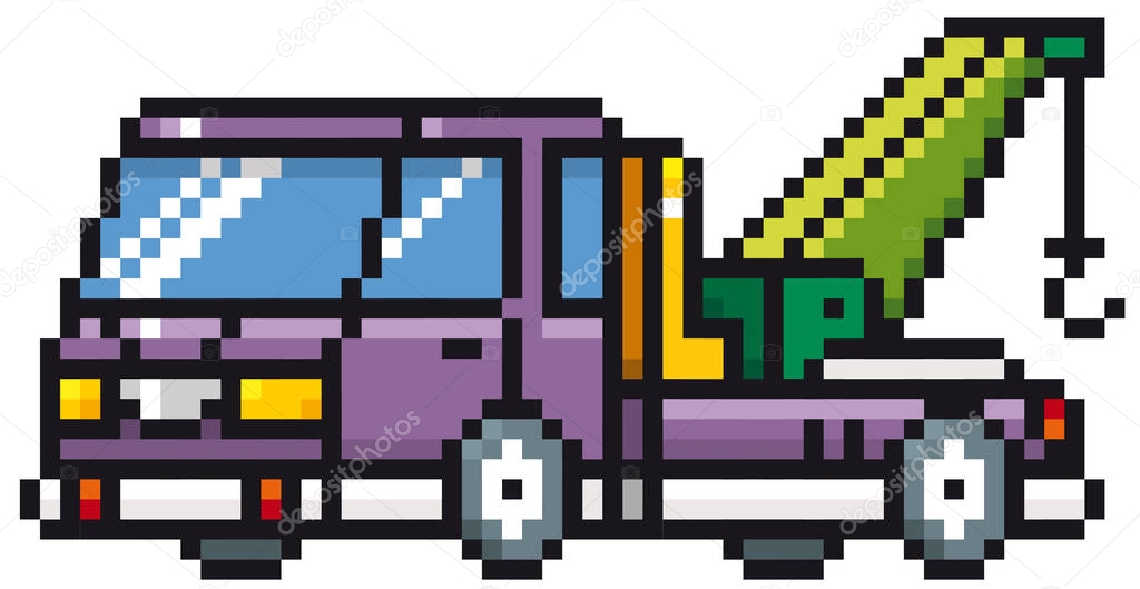 Vector illustration of Cartoon Truck - Pixel design