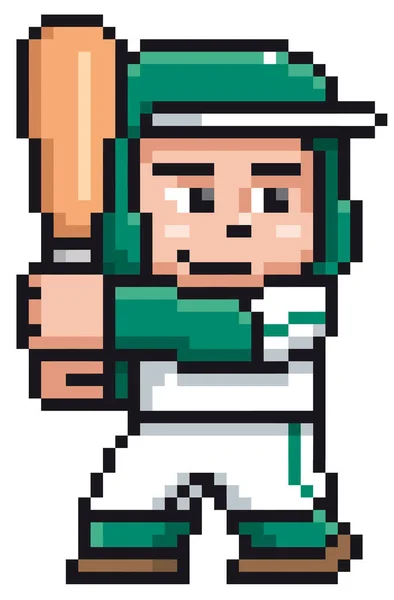 Illustration Vectorielle Joueur Baseball Bande Dessinée Pixel Design — Image vectorielle
