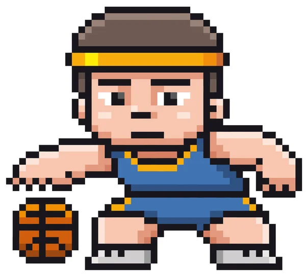 Векторна Ілюстрація Мультфільму Баскетболіста Дизайн Pixel — стоковий вектор