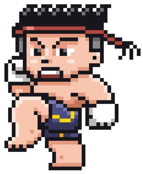 Illustration Vectorielle Cartoon Thai Boxing Pixel Design — Image vectorielle