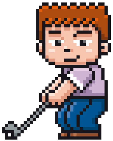 Vektor Illustration Des Cartoon Golfspielers Pixeldesign — Stockvektor