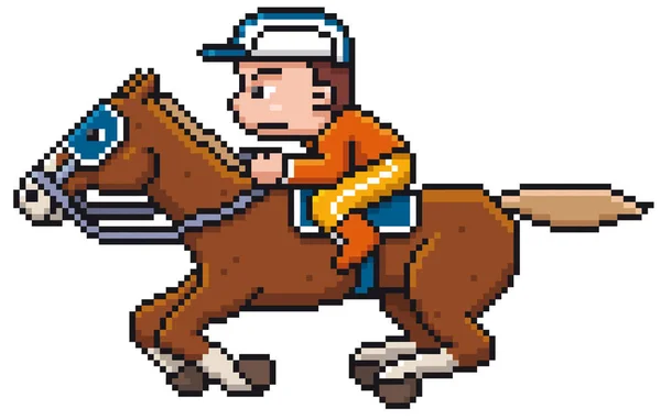 Vector Illustration Cartoon Horse Riding Pixel Design — Stock Vector
