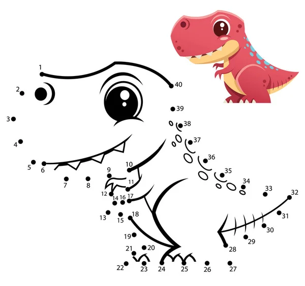 Números Educación Juego Punto Punto Juego Dibujos Animados Dinosaurios — Archivo Imágenes Vectoriales