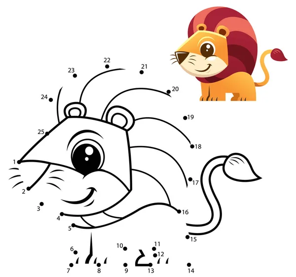 Vzdělávací Čísla Tečka Puntík Lví Karikatura — Stockový vektor