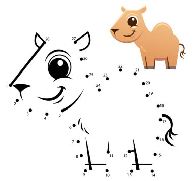 Eğitim Numarası oyunu. Noktadan noktaya oyun. Deve çizgi filmi