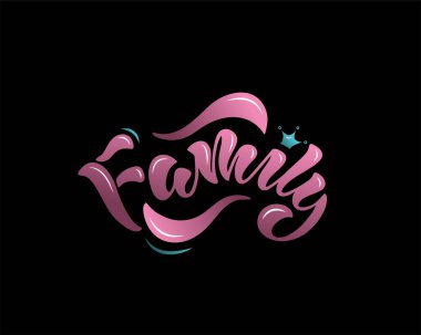 Aile - el yazısıyla çizilmiş vektör çizimi. Harf