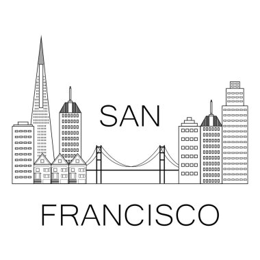 San Francisco - vector illustration in line art style.