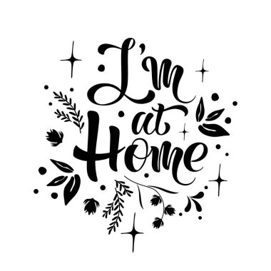 Evdeyim - Elle çizilmiş vektör illüstrasyonu.