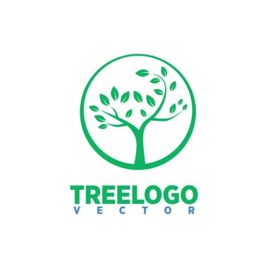 Yeşil ağaç. Doğal logo, simge ve şablon