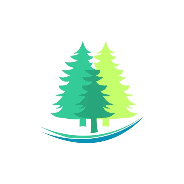Zielone Drzewo Naturalne Logo Ikona Szablon — Wektor stockowy