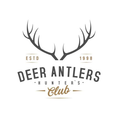 vintage deer horn logo, icon and template clipart