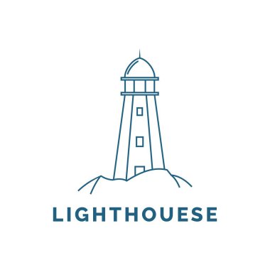 deniz feneri ve deniz logosu, sembol ve şablon