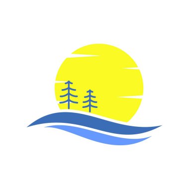 plaj ve günbatımı logosu, simge ve resim