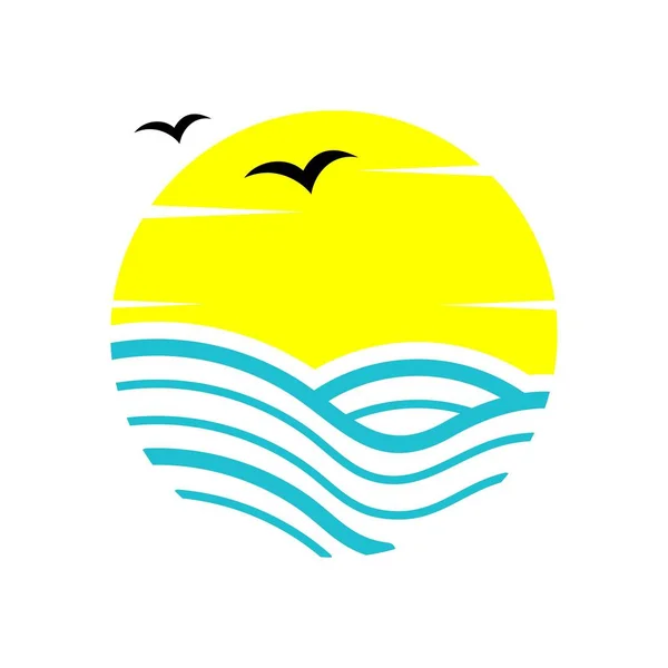 Plaj Günbatımı Logosu Simge Resim — Stok Vektör