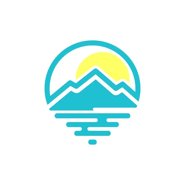 Beach Sunset Logo Icon Illustration — Stock Vector
