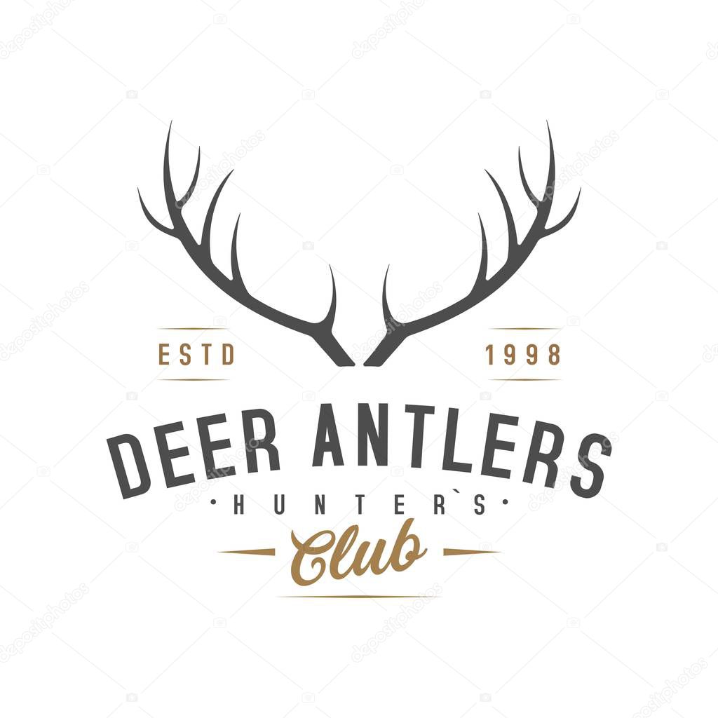 Vintage deer horn logo, icon and template