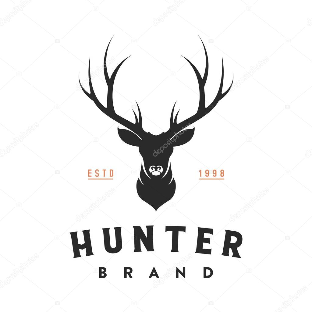 vintage deer horn logo, icon and template