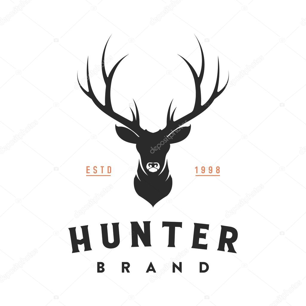 Vintage deer horn logo, icon and template