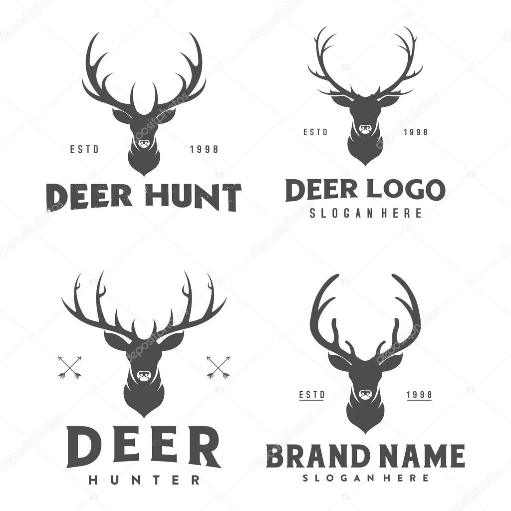 Vintage deer horn logo, icon and template