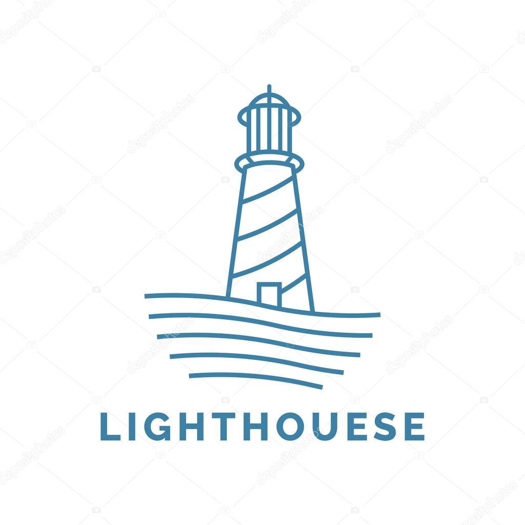 lighthouse and sea logo, symbol and template