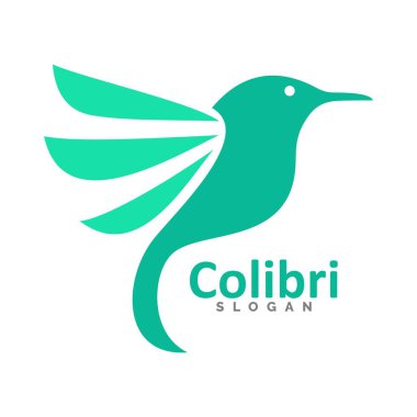 Colibri kuş logosu, simge ve şablon