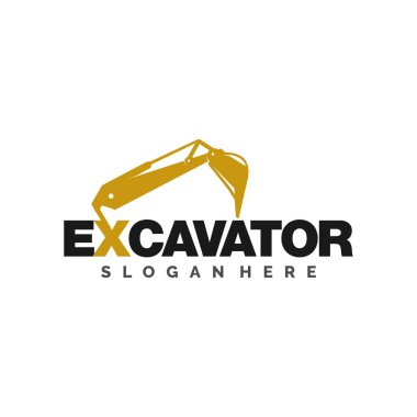 kazıcı ve inşaat logosu, simge ve şablon
