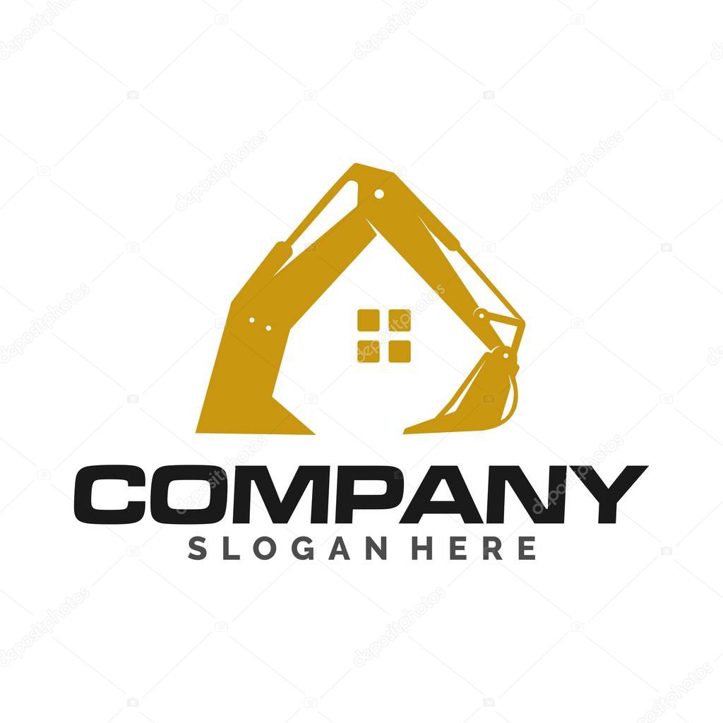 Excavator and construction logo, icon and template