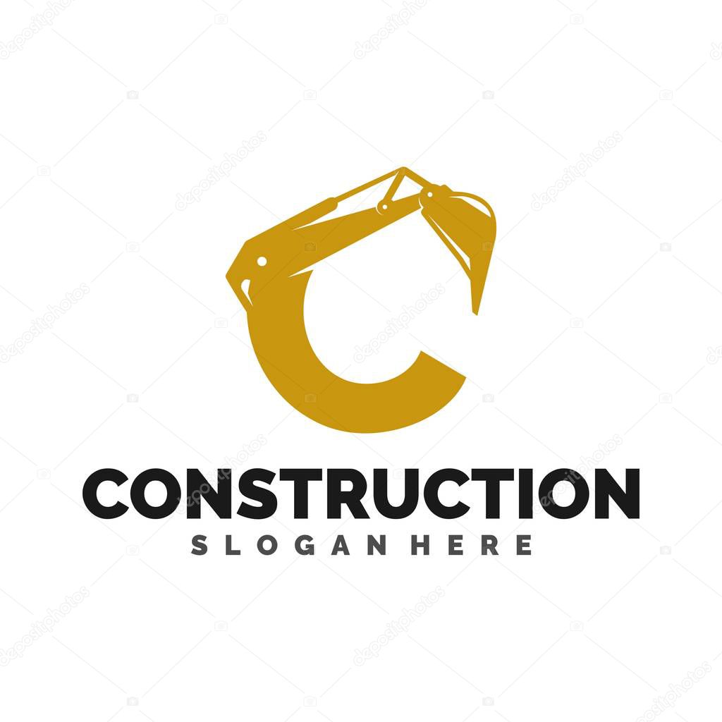 Excavator and construction logo, icon and template