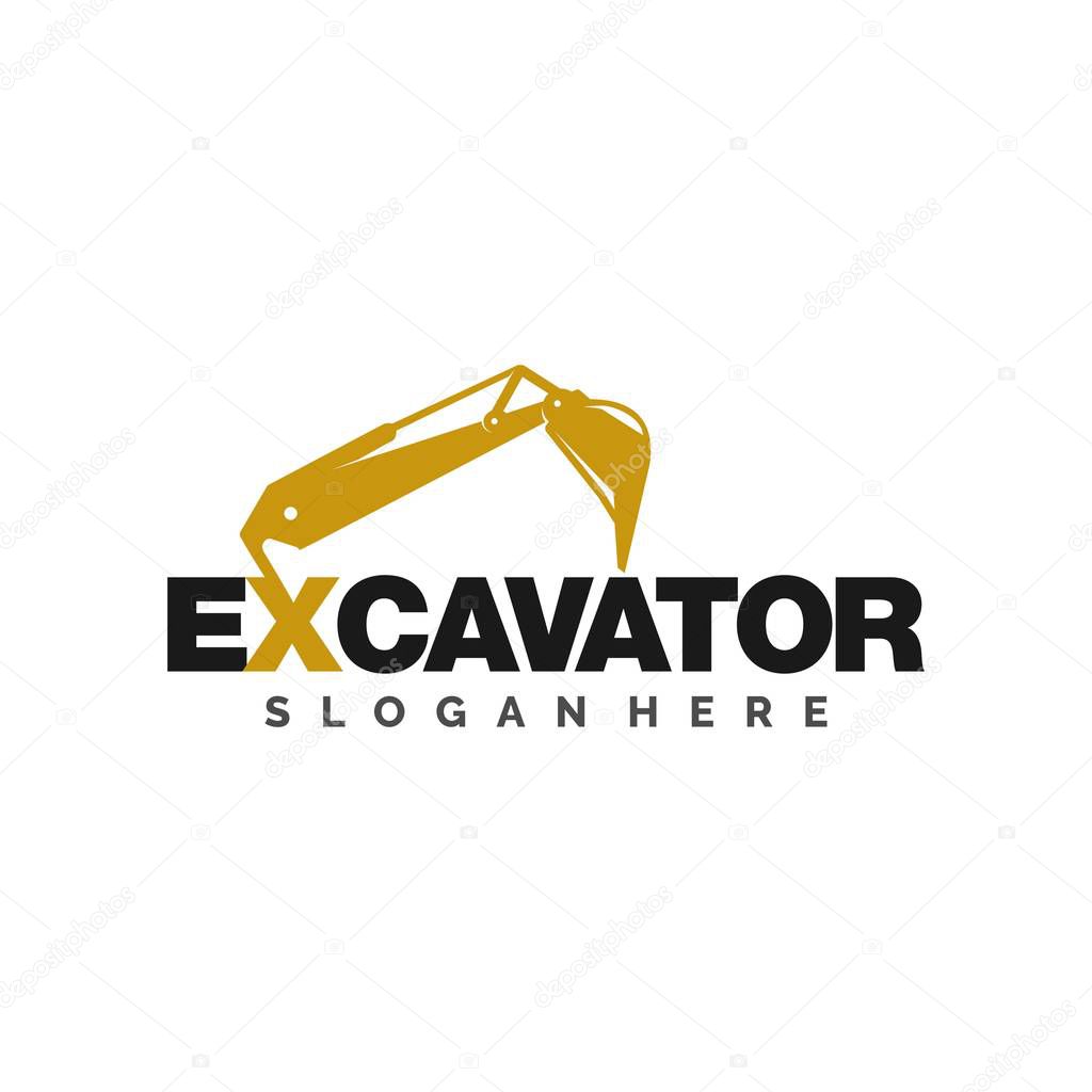 Excavator and construction logo, icon and template