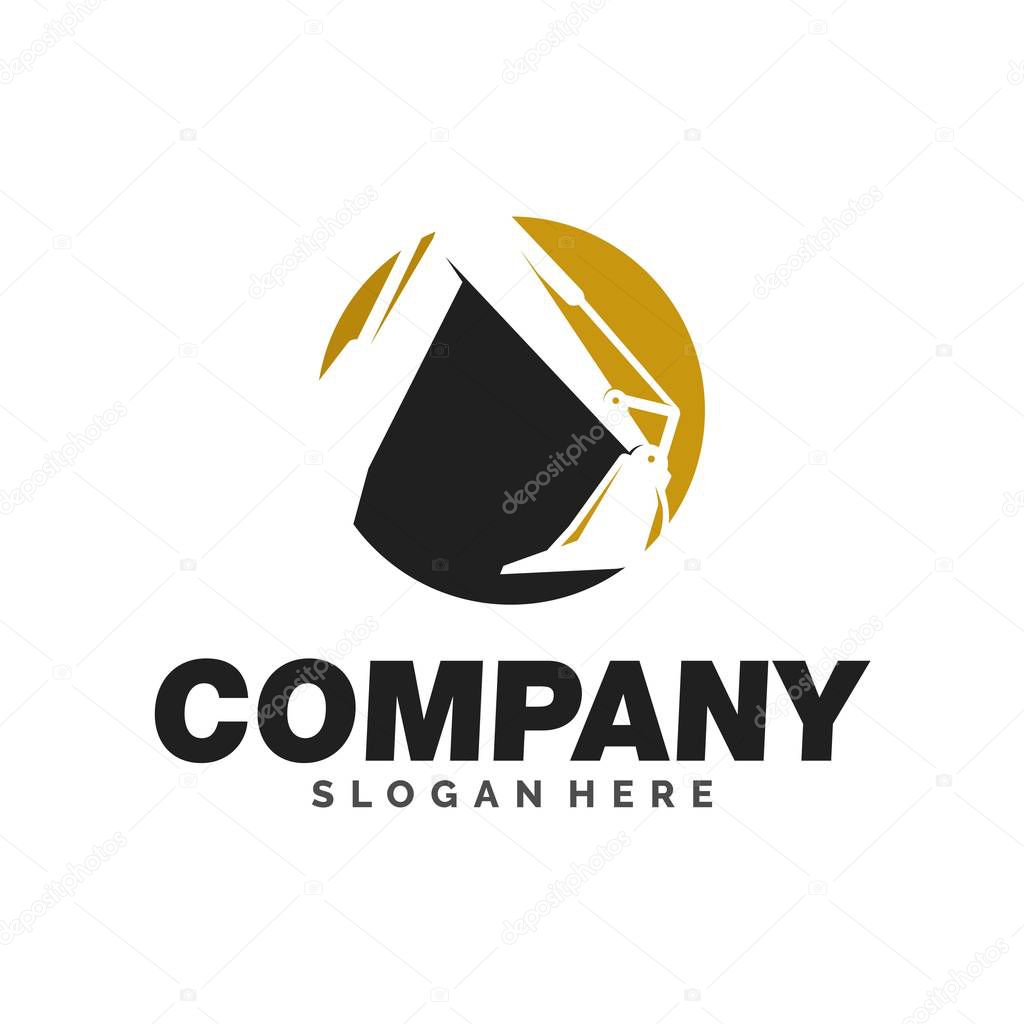 Excavator and construction logo, icon and template
