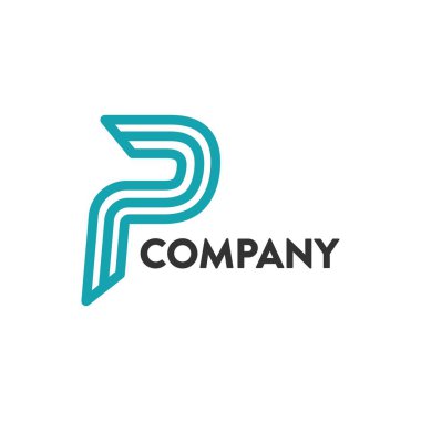 P harfi ve teknoloji logosu, simge ve şablon