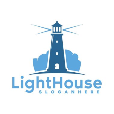 deniz feneri ve bina logosu, simge ve şablon