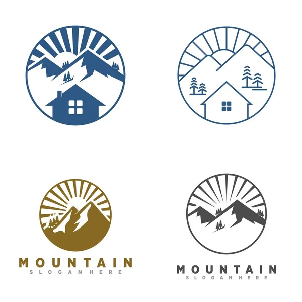 Logo Icône Gabarit Montagne Extérieur — Image vectorielle