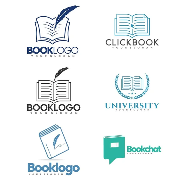 kitap ve eğitim logosu, simge ve illüstrasyon