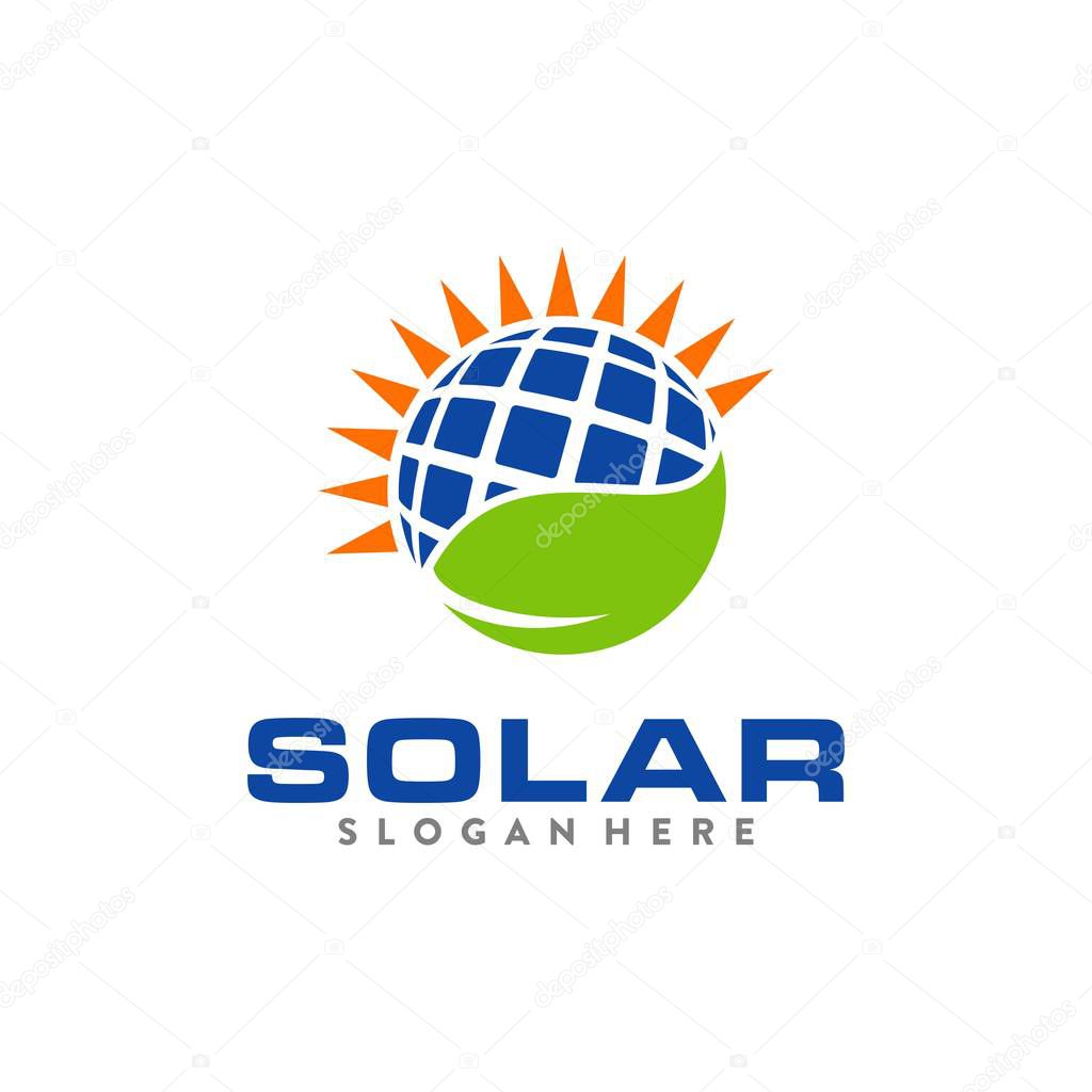 Solar and nature logo, icon and illustration