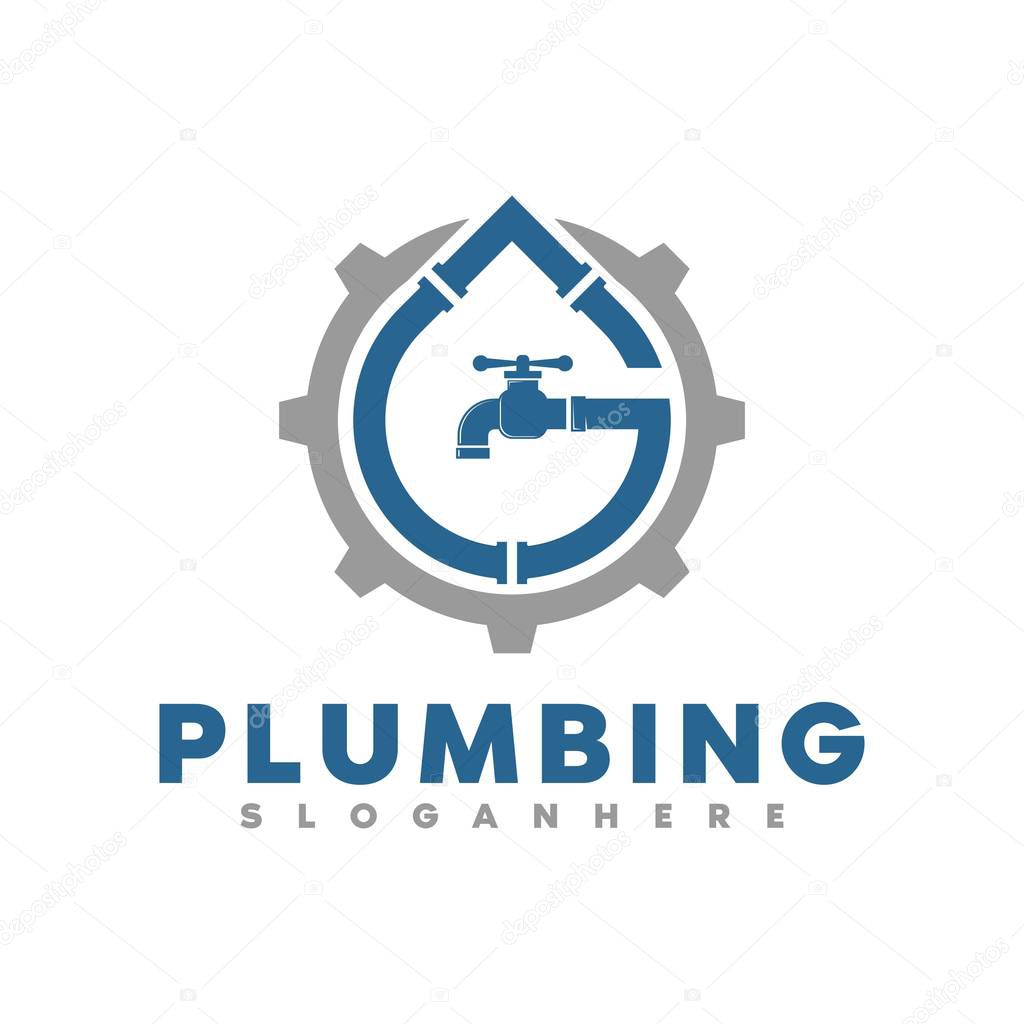 Plumbing and service logo, icon and template