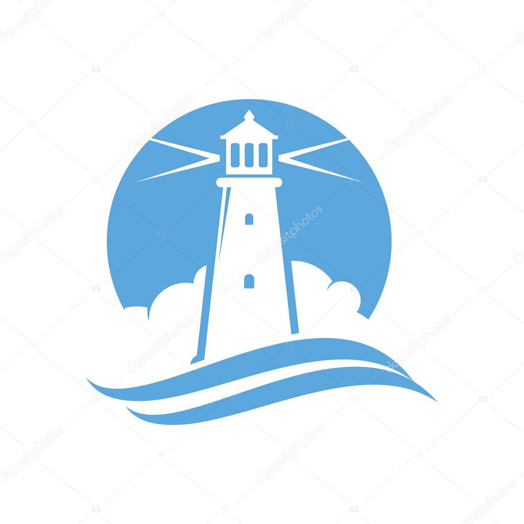 lighthouse and building logo, icon and template