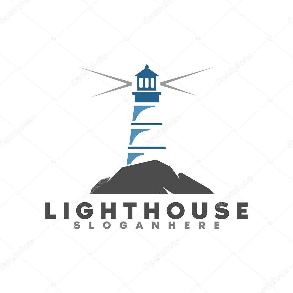 lighthouse and building logo, icon and template